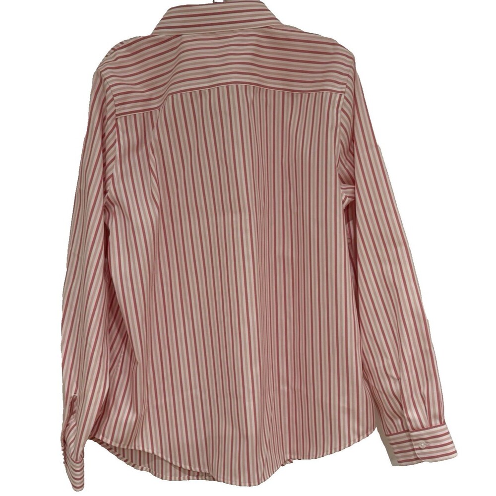 Coldwater Creek Shirt Womens 12 Pink Stripe Button Front 100% Cotton Preppy NEW - Picture 6 of 9